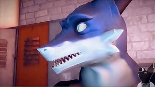 Furry porn cg enlivening gay shark increased by wolf