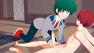 My Hero Academia Yaoi - Deku x Shouto Handjob and Blowjob - Sissy crossdress Japanese Asian Manga Anime Game Porn Gay